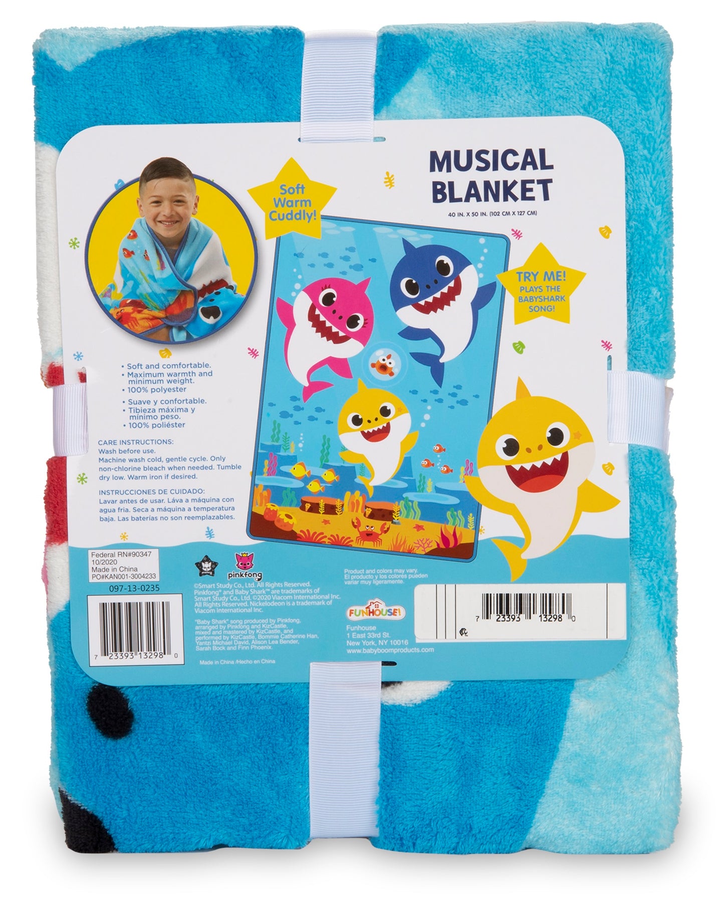 NoJo Baby Shark Plush Musical Toddler Blanket - Plays Theme Song