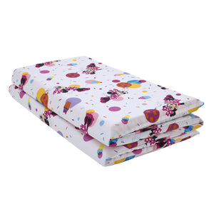 Disney Minnie Mouse Let's Party Pink, Lavender, and White Balloons, Cupcakes, and Confetti Preschool Nap Pad Sheet
