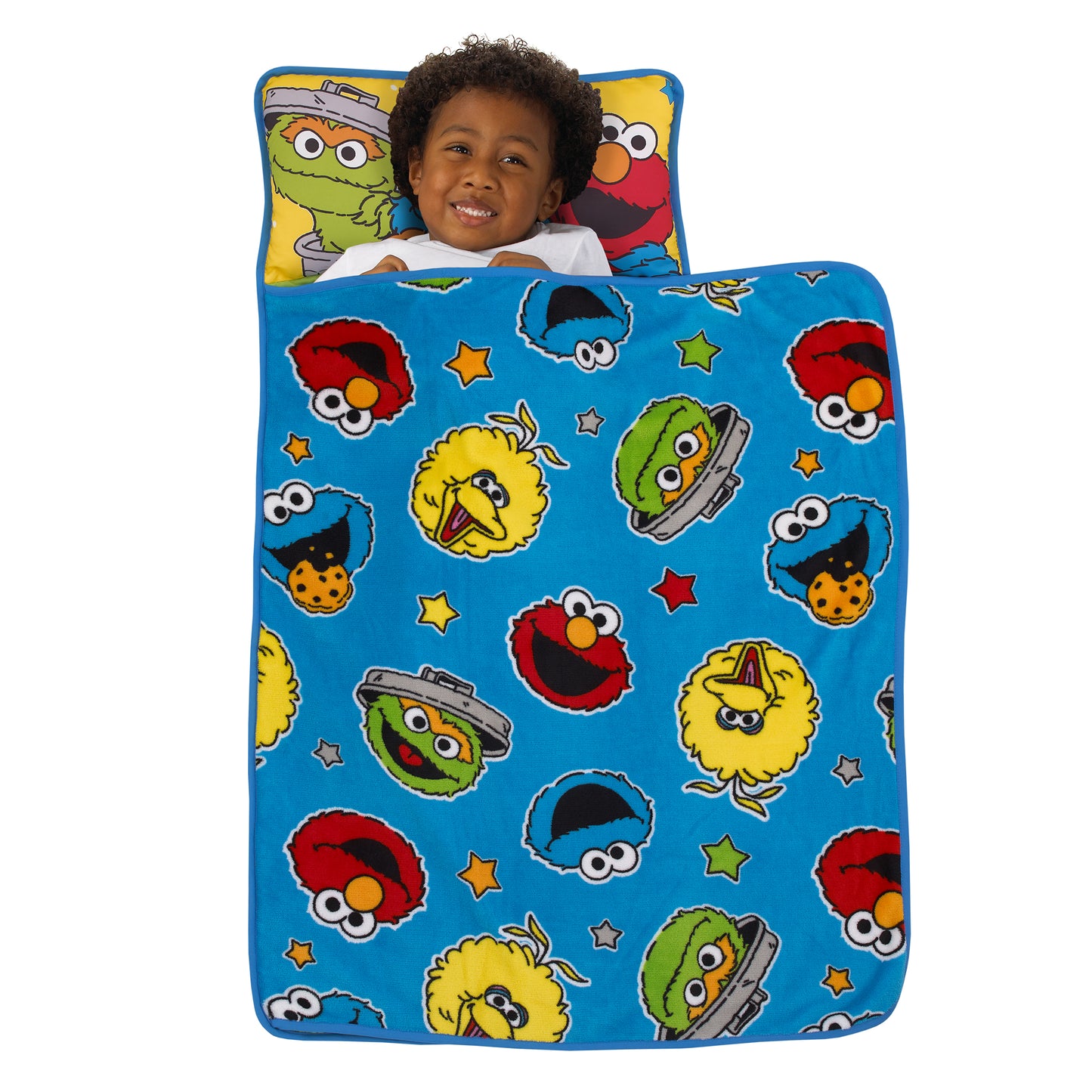 Sesame Street Come and Play Blue, Green, Red and Yellow, Elmo, Big Bird, Cookie Monster, and Oscar the Grouch Toddler Nap Mat