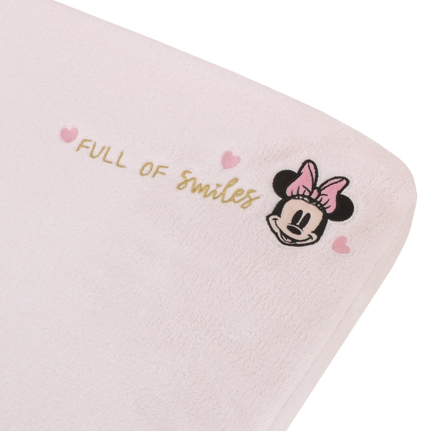 Disney Minnie Mouse My Happy Place Pink Super Soft Appliqued Contoured Changing Pad Cover