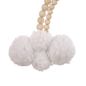 Rainbow and Clouds Natural Wooden Beads and White Chenille Clouds Nursery Wall Decor